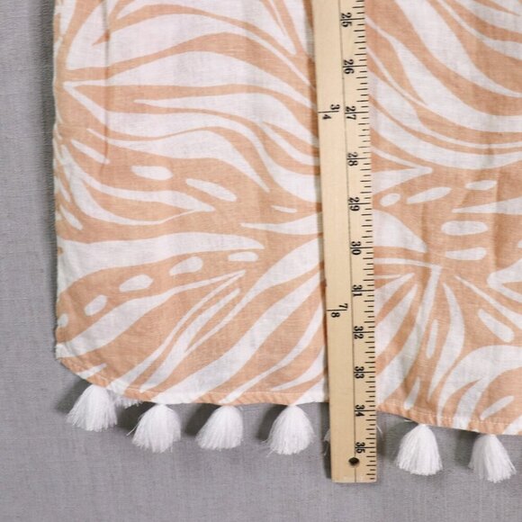 Rachel Zoe Linen Blend Tunic Dress Cover-Up Size M Beige White Tassel Hem Beach - Picture 10 of 14